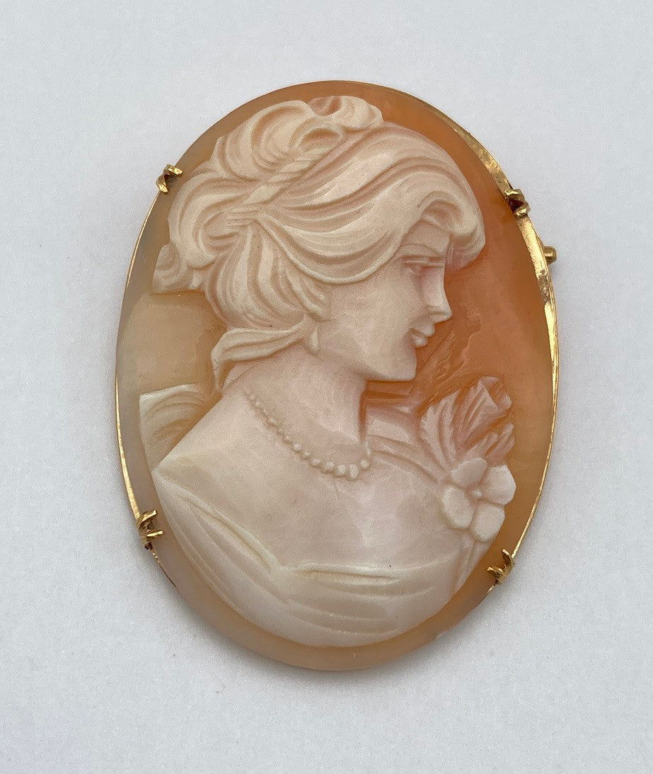 K18 シェルカメオ ブローチ 女性の横顔 中古 4
