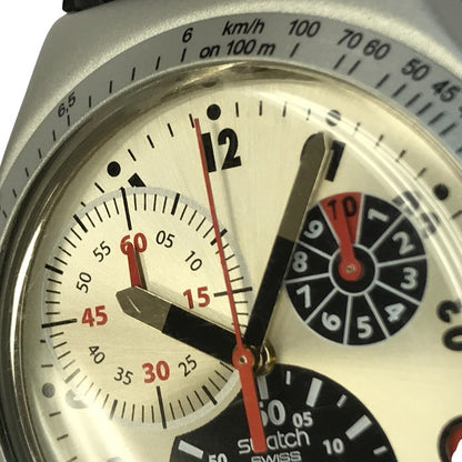 SWATCH IRONY 腕時計 メンズ アナログ クォーツ クロノグラフ デイト アルミニウム シルバー 中古 T1