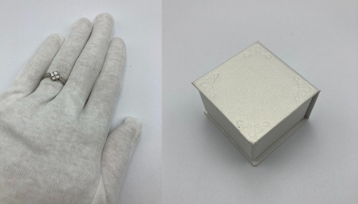 Pt900 ダイヤ0.517ct スクエア 菱型 リング 11号 中古 D4