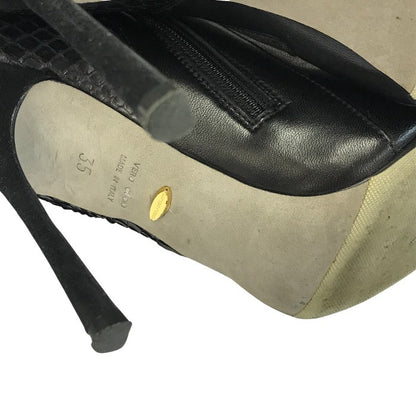 Sergio Rossi セルジオロッシ ショートブーツ レディース レザー スムース/スウェード/パイソン ハイヒール ブラック 中古 T1