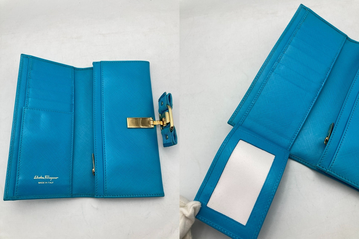 Salvatore Ferragamo フェラガモ ヴァラリボン 2つ折り長財布 中古 D4