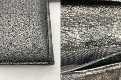 GUCCI グッチ キャンバスレザー Wホック 2つ折り長財布 035 0416 2109 中古 D4