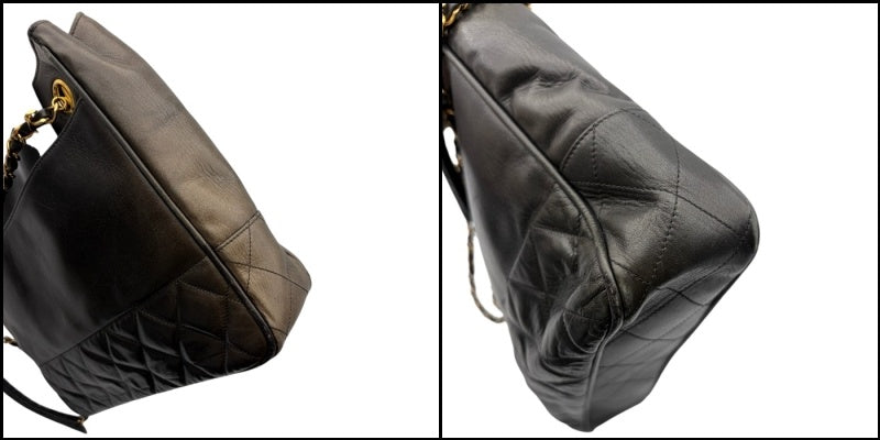 CHANEL シャネル マトラッセ ラムスキン チェーン トートバッグ ブラック 鞄 ラムレザー ブランド レディース 中古 W1