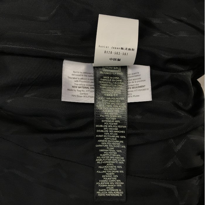 HUNTER ハンター ダウンジャケット レディース 冬 ファー ブラック XSサイズ 中古 N1