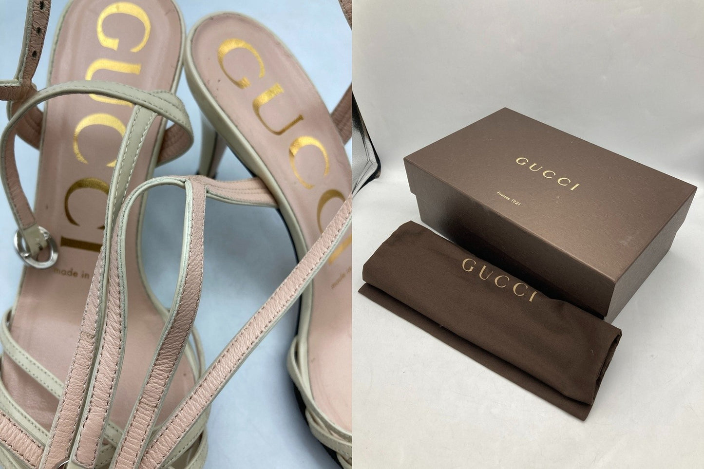 GUCCI グッチ パテントレザー アンクルストラップ サンダル サイズ35 1/2 レディース 中古 D4