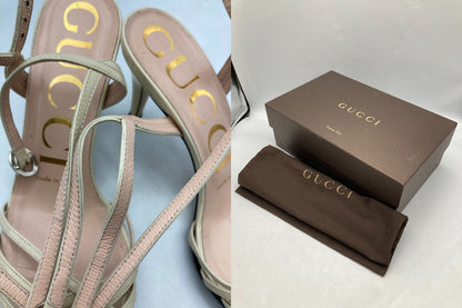 GUCCI グッチ パテントレザー アンクルストラップ サンダル サイズ35 1/2 レディース 中古 D4