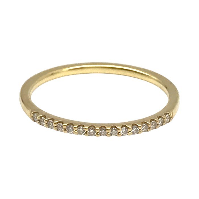 4℃ K18 リング レディース シンプル メレダイヤ イエローゴールド 10号 中古 T1