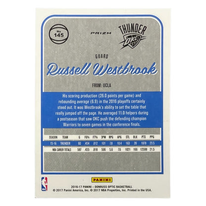 PANINI NBAカード DONRUSS OPTIC PRIZM RUSSELL WESTBROOK OKLAHOMA CITY THUNDER #145 中古 IT2