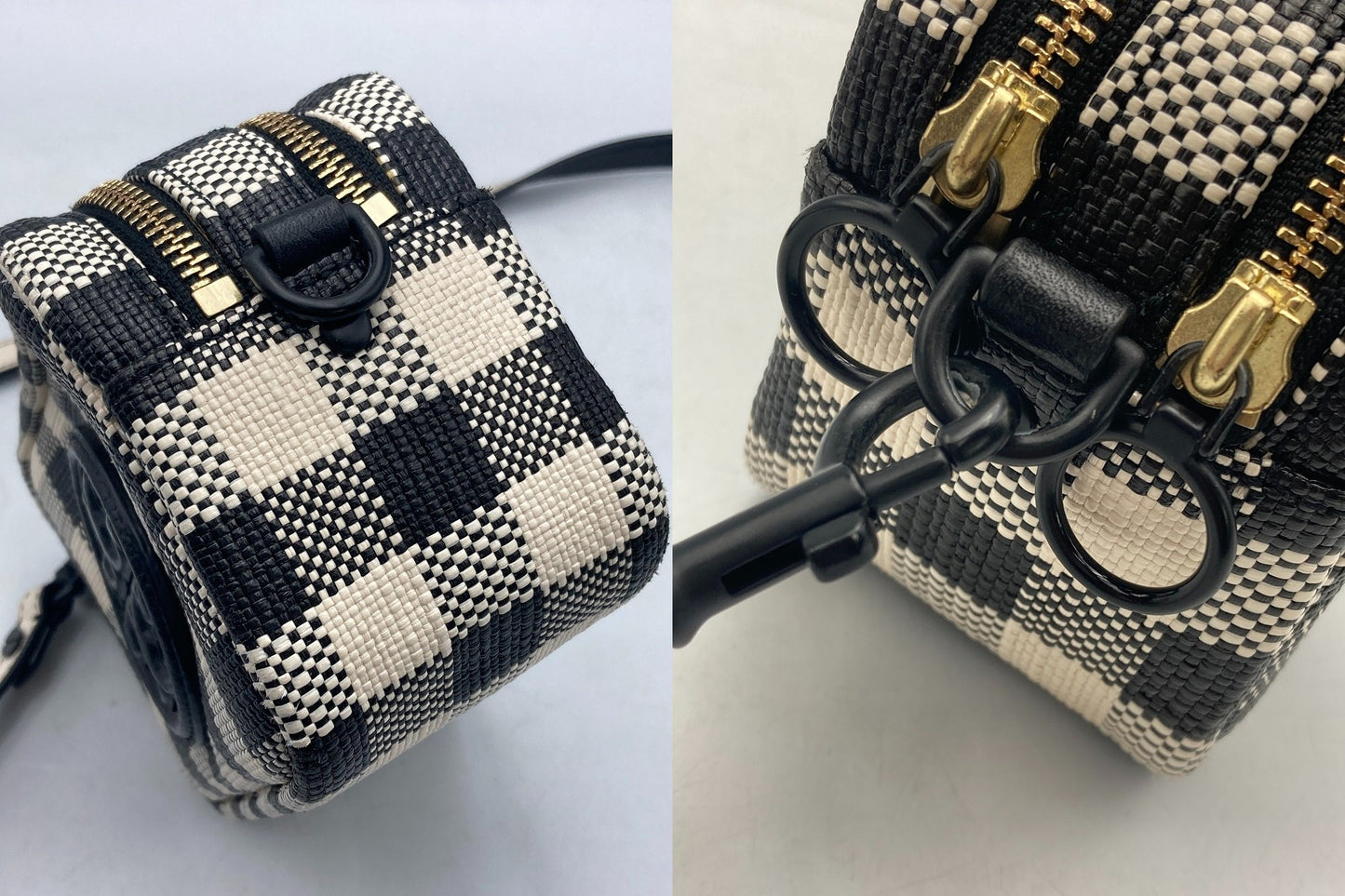 TORY BURCH トリーバーチ ペリー ボンベ ギンガム ミニバッグ 中古 D4