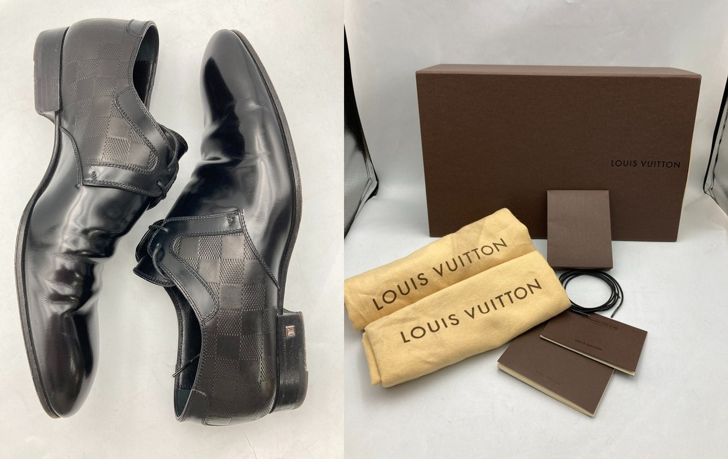 LOUIS VUITTON ルイヴィトン ダミエ ドレスシューズ サイズ7M メンズ 中古 D4