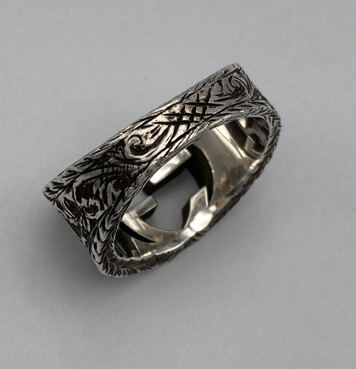 GUCCI グッチ インターロッキングG アラベスク リング SV925 サイズ18号 中古 D4