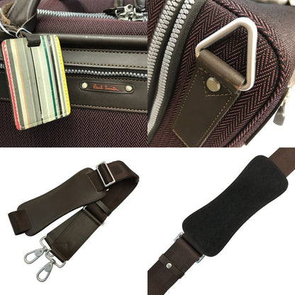 Paul Smith ポールスミス キャリーケース メンズ スーツケース 2way ショルダーバッグ ビジネス トラベル 旅行 ACE製 ヘリンボーン レッド系 中古 T1