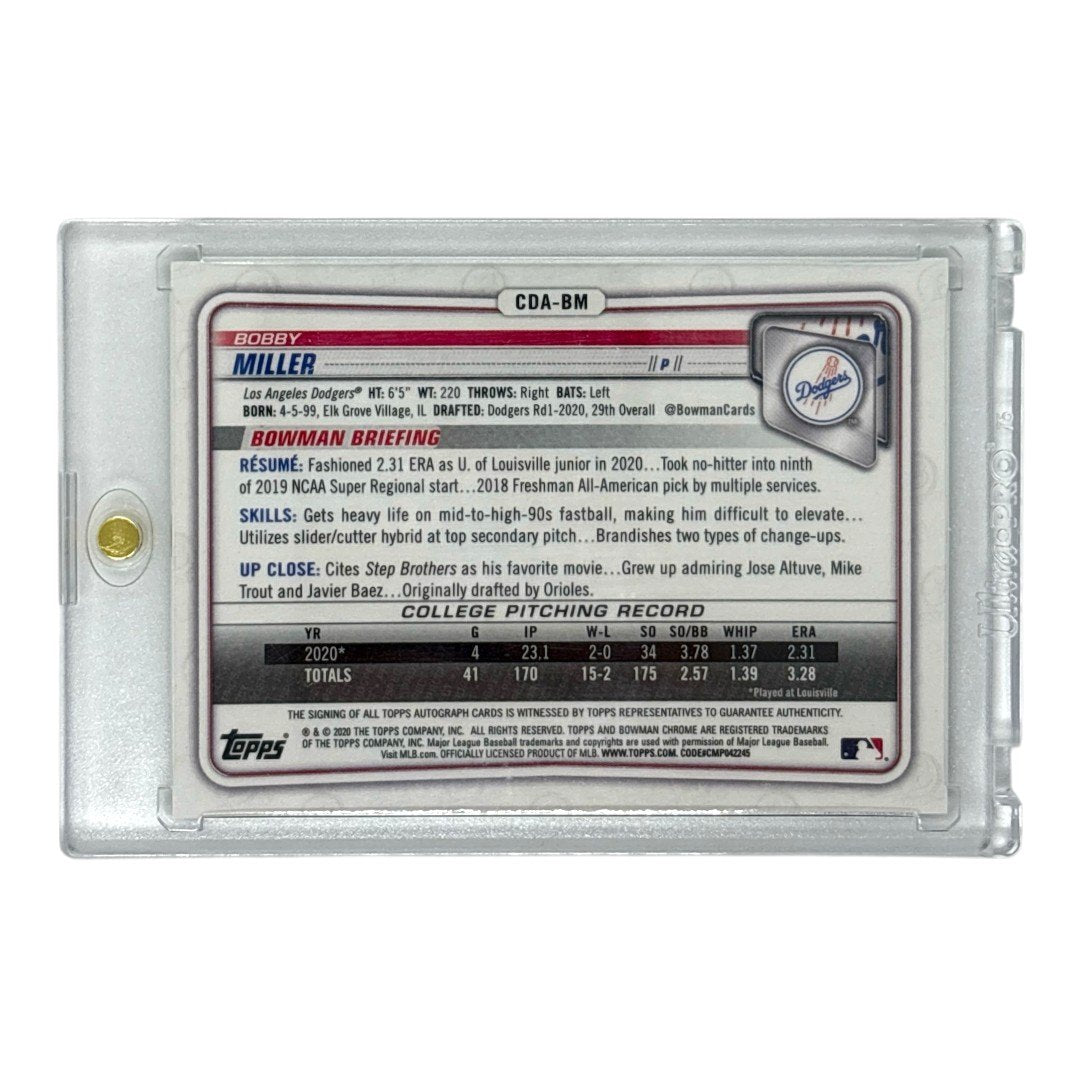 TOPPS MLBカード BOWMAN CHROME 1ST BOBBY MILLER LOS ANGELES DODGERS /99 #CDA-BM 中古 IT1