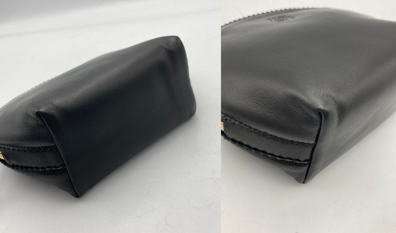 LOEWE ロエベ ナッパレザー 化粧ポーチ/コスメポーチ アナグラム ブラック 中古 D4