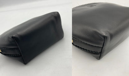 LOEWE ロエベ ナッパレザー 化粧ポーチ/コスメポーチ アナグラム ブラック 中古 D4