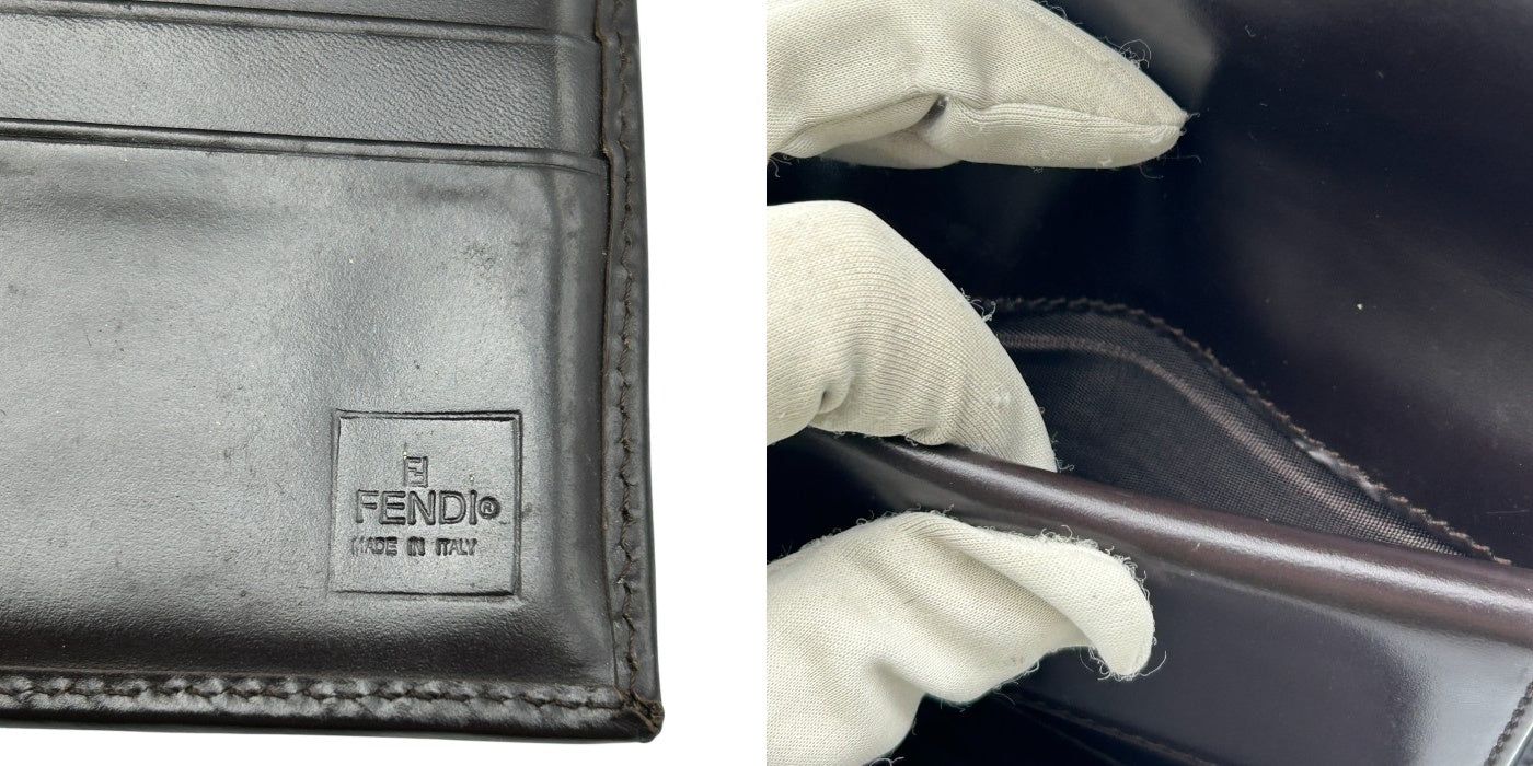 FENDI フェンディ ズッカ 財布 三つ折り ブランド レディース コンパクト 小さめ 中古 W４