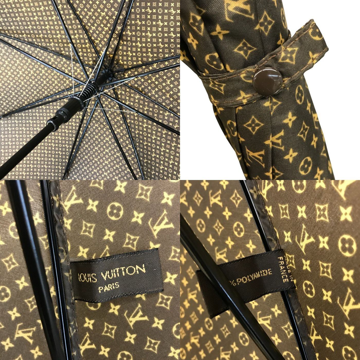 LOUIS VUITTON ルイヴィトン モノグラム パラプルュイ ジブレ 長傘 レディース 60cm 8本骨 ナイロン ジャンプ式 雨傘 ブラウン M70107 中古 T1