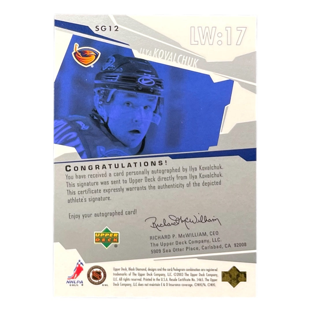 UPPER DECK NHLカード BLACK DIAMOND ILYA KOVALCHUK ATLANTA THRASHERS #SG12 中古 IT2