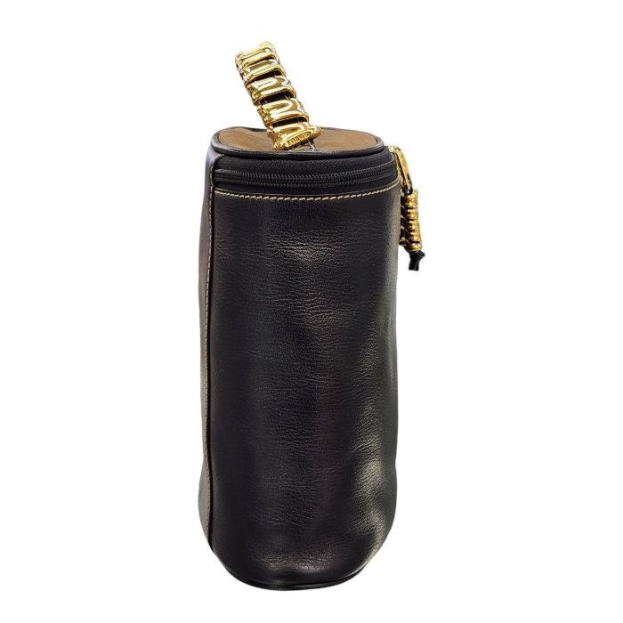 LOEWE ロエベ ベラスケス ハンドバッグ レディース レザー バニティ 化粧ポーチ ツイスト金具 ブラック/ブラウン 中古 T1