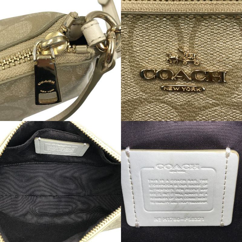 COACH コーチ ショルダーバッグ レディース PVC シグネチャー 2way ハンドバッグ ポーチ ベージュ F58321 中古 T1