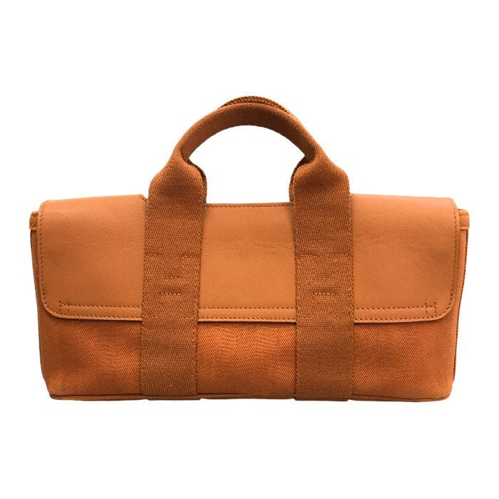 HERMES エルメス ヴァルパライソロングPM ハンドバッグ レディース キャンバス/レザー ポーチ付き ミニサイズ フラップ オレンジ 中古 T1