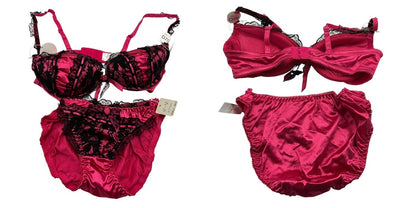 未使用品 PUG パグ petit palissee プチ パリーゼ Piace Rosso ブラジャー パンツ 4セット D70 M レディース 下着 ショーツ かわいい レース ギンガムチェック 中古 W４