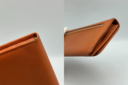 PRADA プラダ サフィアーノ レザー 長財布 オレンジ ブランド 小銭入れ レディース カードポケット 中古 W４