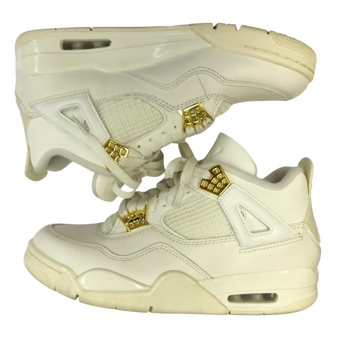 NIKE ナイキ エアジョーダン 4 レトロ スニーカー レディース AIR JORDAN RETRO ホワイト/ゴールド 25.0cm AQ9129-170 中古 T1