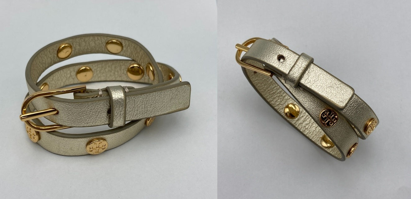 TORY BURCH トリーバーチ ダブルラップ ロゴ スタッズ ブレスレット 中古 D4