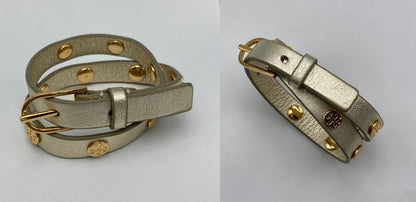 TORY BURCH トリーバーチ ダブルラップ ロゴ スタッズ ブレスレット 中古 D4