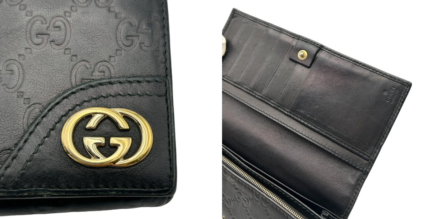 GUCCI グッチ インターロッキングG 長財布 204836・0959 ブラック ブランド メンズ レディース 総柄 レザー 本革 中古 W４