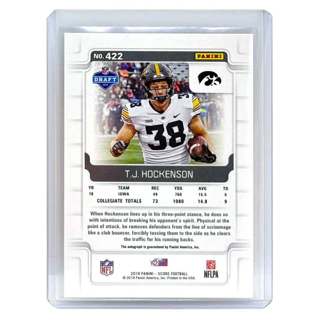 PANINI NFLカード SCORE T.J. HOCKENSON THE UNIVERSITY OF IOWA /10 #422 中古 IT1
