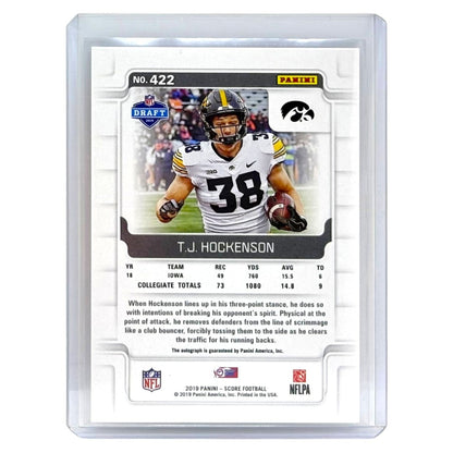 PANINI NFLカード SCORE T.J. HOCKENSON THE UNIVERSITY OF IOWA /10 #422 中古 IT1