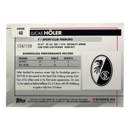 TOPPS サッカーカード CHROME LUCAS HOLER FREIBURG /199 #40 中古 IT2