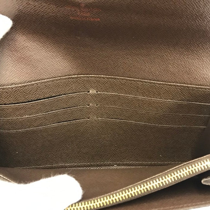 LOUIS VUITTON ルイヴィトン ダミエ エベヌ ポルトフォイユサラ 長財布 2つ折り 旧型 ブラウン N61734 中古 T1