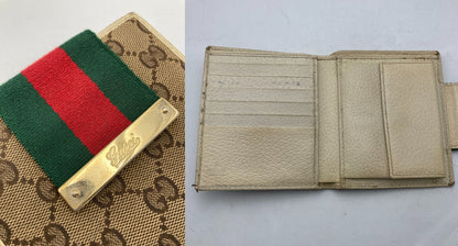 GUCCI グッチ GGキャンバス シェリーライン 二つ折り財布 181669 中古 D4