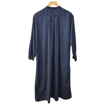 GRANDMA MAMA DAUGHTER グランマママドーター シャツワンピース レディース コットン リネン ネイビー 1サイズ GE2032221-200424 中古 T1