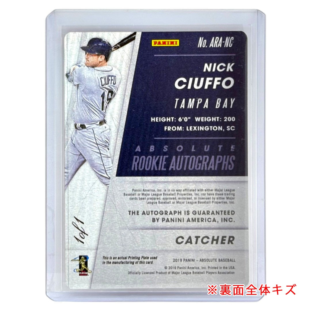 PANINI MLBカード ABSOLUTE NICK CIUFFO TAMPA BAY RAYS 1of1 #ARA-NC 中古 IT1