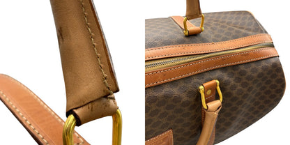CELINE セリーヌ マカダム ボストンバッグ 鞄 ブランド おしゃれ 旅行 大きめ レザー 中古 W４