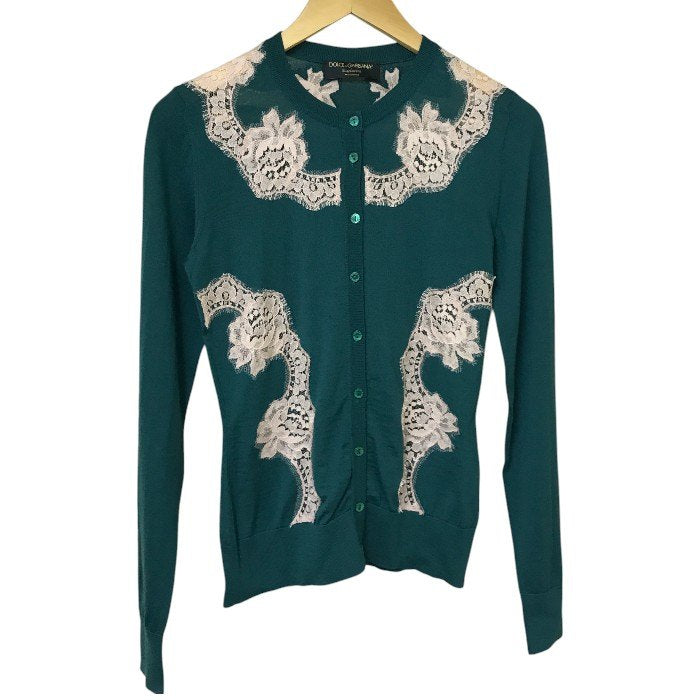 DOLCE＆GABBANA ドルチェ＆ガッバーナ レースコンビ カーディガン 38 トップス グリーン レディース 春 中古 W1