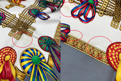 HERMES エルメス カレ90 LES RUBANS DU CHEVAL 馬のリボン スカーフ グレー 中古 D4