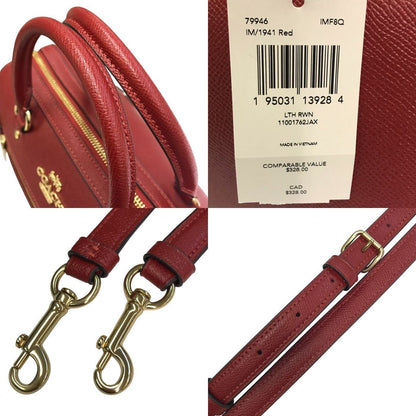 COACH コーチ ローアン サッチェル ハンドバッグ レディース レザー 2WAY ショルダー 斜め掛け レッド 79946 中古 T1