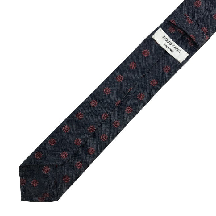 THOM BROWNE トムブラウン ネクタイ メンズ シルク ナロータイ 舵輪 U.S.A ネイビー 中古 T1
