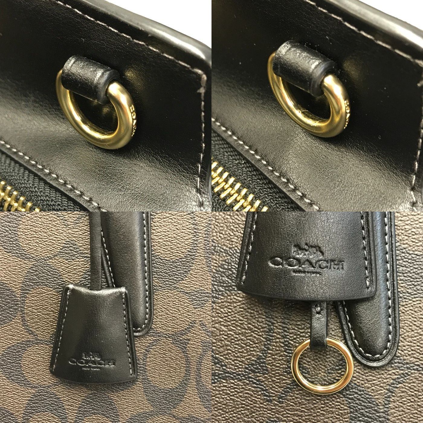 COACH コーチ ラージ アンドレア キャリーオール シグネチャー キャンバス ハンドバッグ レディース 2way ショルダー 斜め掛け PVC ブラウン CP088 中古 T1