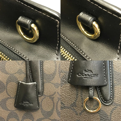 COACH コーチ ラージ アンドレア キャリーオール シグネチャー キャンバス ハンドバッグ レディース 2way ショルダー 斜め掛け PVC ブラウン CP088 中古 T1