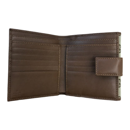 GUCCI グッチ 財布 レディース GGキャンバス レザー 二つ折り インターロッキング ブラウン/ベージュ 181594 0959 中古 T1