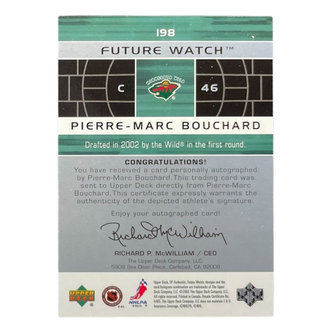UPPER DECK NHLカード SP AUTHENTIC PIERRE-MARC BOUCHARD MINNESOTA WILD /999 #198 中古 IT2