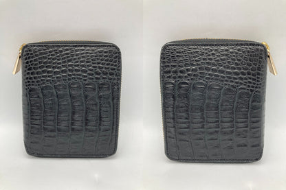 FURLA フルラ 型押しクロコ ラウンドファスナー コンパクト財布 中古 D4