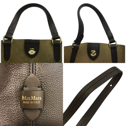 Max Mara マックスマーラ トートバッグ レディース シボレザー 2way ハンド/ショルダーバッグ ポーチ付き ブラウン 中古 T1