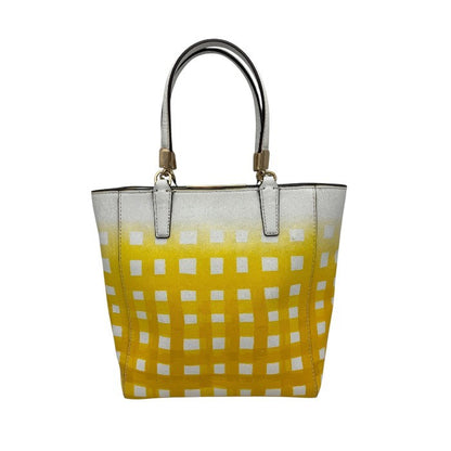 COACH コーチ トートバッグ 30136 鞄 ブランド ギンガムチェック チェック柄 イエロー レディース 中古 W４